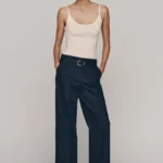 ZARA BELTED TROUSERS WITH TURN-UP HEMS