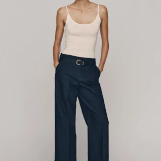 ZARA BELTED TROUSERS WITH TURN-UP HEMS