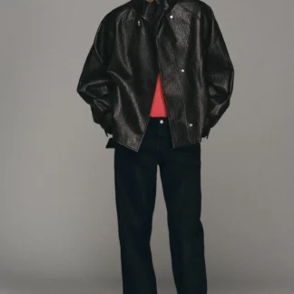ZARA LEATHER EFFECT BELTED JACKET