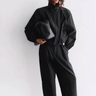 ZARA TECHNICAL FABRIC JACKET WITH SHOULDER PADS