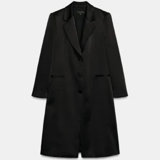 ZARA SATIN COAT WITH SHOULDER PADS
