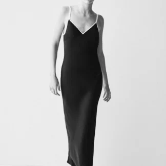 ZARA CONTRAST SATIN MIDI DRESS