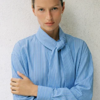 ZARA STRIPED BOW SHIRT