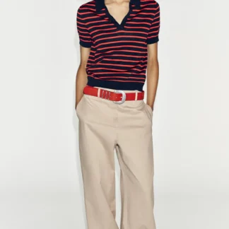 ZARA STRIPED SHORT SLEEVE KNIT POLO SHIRT