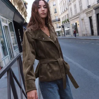 ZARA BELTED FAUX SUEDE JACKET