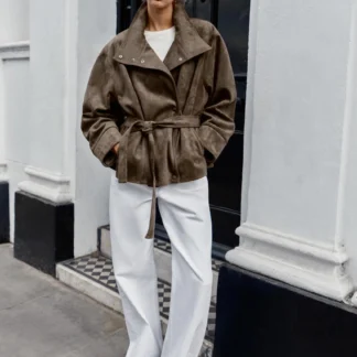 ZARA BELTED FAUX SUEDE JACKET