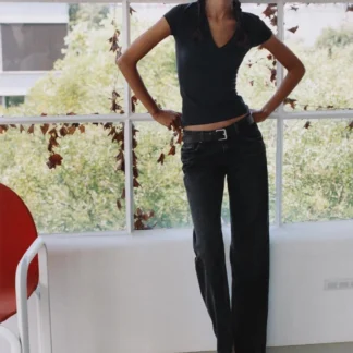 ZARA TRF LOW-RISE WIDE-LEG JEANS