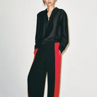 ZARA ZW COLLECTION WIDE-LEG TROUSERS WITH SIDE TAPING