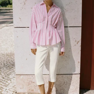 ZARA PLEATED STRIPED SHIRT