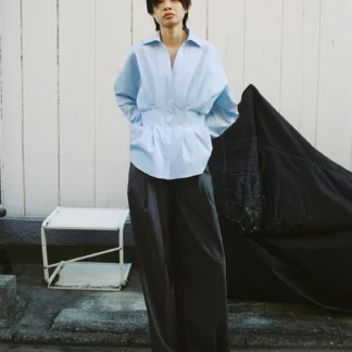 ZARA PLEATED POPLIN SHIRT