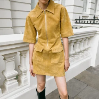 ZARA 100% LEATHER ZIP MINI DRESS