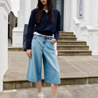 ZARA KNIT POLO JUMPER WITH SHOULDER PADS