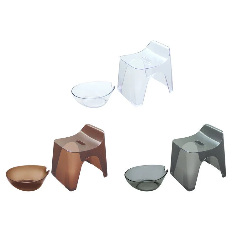 COSTCO Hubath Bath Stool H 25cm / Wash Bowl set Clear - Image 2