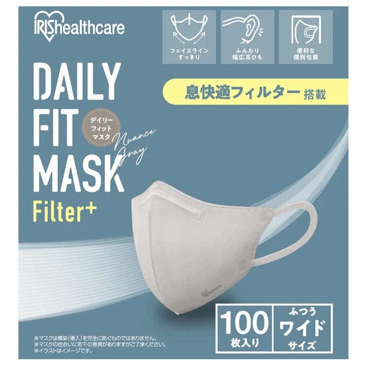 COSTCO IRIS OHYAMA Daily Fit Mask Filter Plus Wide Size 100 Count