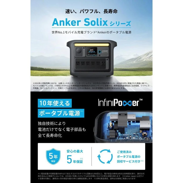 COSTCO Anker Solix C1000 Portable Power Station A1761511 Black - Image 2