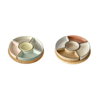 COSTCO over&back Bamboo Lazy Susan 5 Dishes