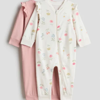 H&M コットンカバーオールパジャマ 2着セット