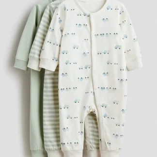 H&M コットンカバーオールパジャマ 3枚セット