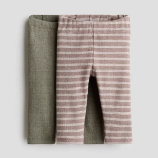 H&M コットンリブレギンス 2本セット
