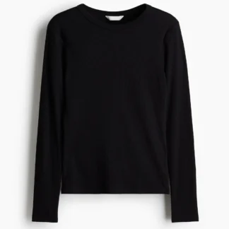 H&M コットンリブトップス
