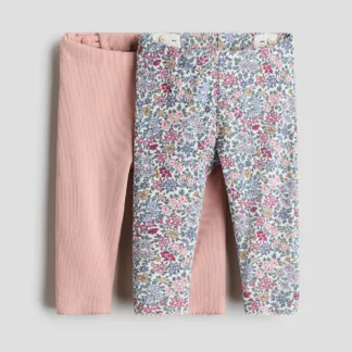 H&M コットンリブレギンス 2本セット