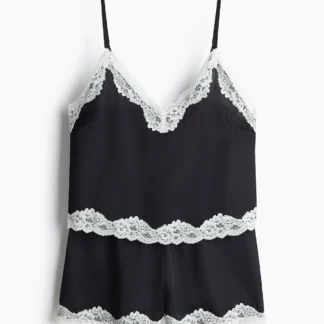 H&M レーストリム サテンパジャマ