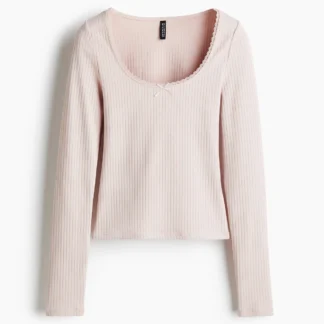 H&M リブジャージートップス