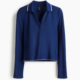 H&M 襟付きリブニットトップス
