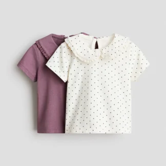 H&M 襟付きコットントップス 2枚セット