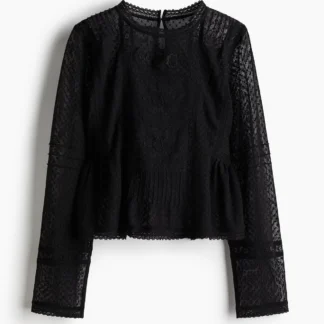 H&M プリュムティメッシュブラウス