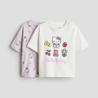 H&M プリントコットンTシャツ 2枚セット