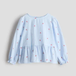 H&M シアサッカーペプラムブラウス