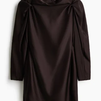 H&M パフスリーブ サテンワンピース