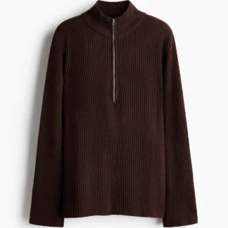 H&M ハーフジップ リブニットセーター