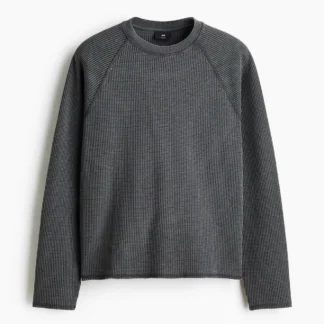 H&M レギュラーフィット 長袖ワッフルトップス