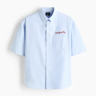 H&M リラックスフィット 半袖オックスフォードシャツ