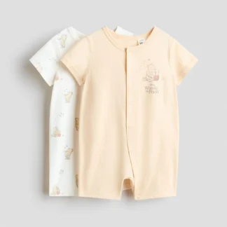 H&M プリントコットンカバーオールパジャマ 2枚セット