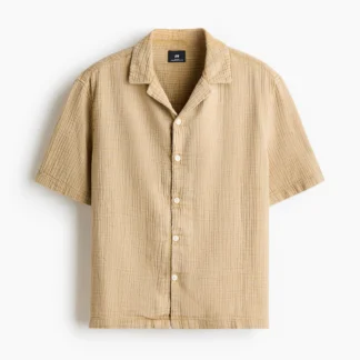 H&M リラックスフィット 半袖モスリンシャツ