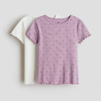 H&M コットンリブTシャツ 2枚セット