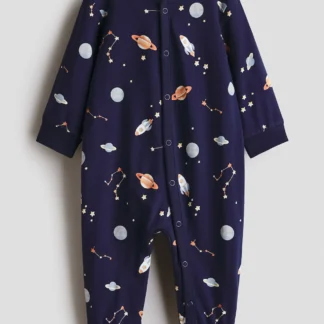 H&M プリントコットンカバーオールパジャマ