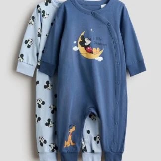 H&M プリントコットンカバーオールパジャマ 2枚セット