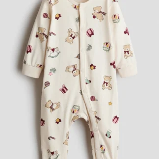 H&M フリルディテールコットンカバーオールパジャマ