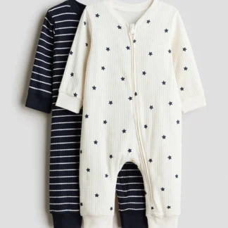 H&M コットンカバーオールパジャマ 2枚セット