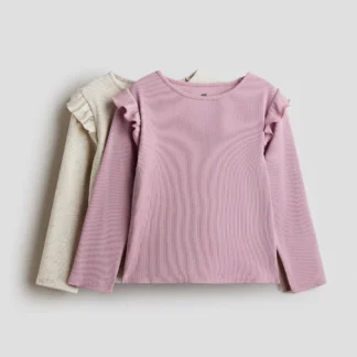 H&M ラッフルトリム コットントップス 2枚セット