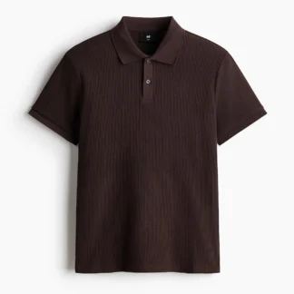 H&M スリムフィット ワッフルニットポロシャツ