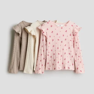 H&M フリルコットントップス 3枚セット