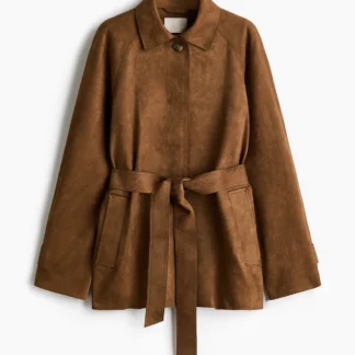 H&M ベルテッドショートコート