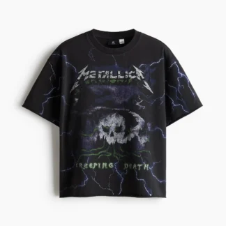 H&M オーバーサイズフィット プリントローエッジコットンTシャツ