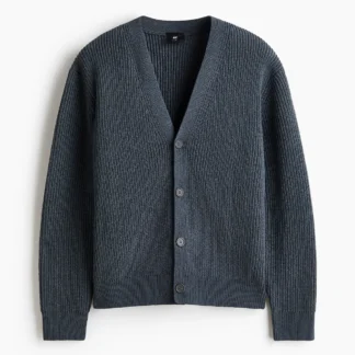 H&M リラックスフィット パテントニットシェニールカーディガン
