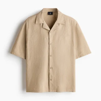 H&M リラックスフィット テクスチャードリゾートシャツ
